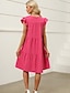 olcso Molett ruhák-Női Extra méret Ív Vintage ruha Sima Midi ruha Ujjatlan Fodrozott Kollázs U-alakú Divat Napi Mély rózsaszín Nyár L XL 2XL 3XL