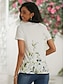cheap Women&#039;s T-shirts-Women&#039;s T shirt Tee Floral Casual Holiday Weekend Print Blue Short Sleeve Basic V Neck