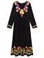 cheap Print Dresses-Women&#039;s Embroidered Maxi Dress V-neck Long Sleeve Floral Folk Inspired Black Multicolor Elegant Casual to Semi-Formal Spring Autumn Wear Lightweight Comfort Fit Available in Multiple Sizes