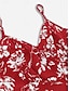 abordables Robes à motifs-Femme Robe casual Robe Trapèze Robe à enfiler Floral A Volants Imprimer A Bretelles robe longue Vacances Sans Manches Eté