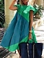 abordables robes unies-Robe casual Robe d&#039;été Femme Mini robe Plissé Patchwork Vacances Hawaïen Col Ras du Cou Manche Courte Mince Vert S M L XL XXL