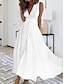 cheap Plain Dresses-Women&#039;s White Dress Long Dress Maxi Dress Cotton Ruched Date Vacation Streetwear Maxi V Neck Sleeveless Black White Pink Color