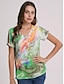 olcso Női pólók-Női Póló Henley ing Grafika Napi Hétvége Gomb Kivágott Nyomtatott Medence Rövid ujjú Alap Neon és fényes V-alakú