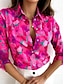 ieftine Bluze &amp; Cămăși Damă-Pentru femei Cămașă Bluză Floral Casual Buton Imprimeu Alb Manșon Lung Modă Șic Stradă Guler Cămașă Vară Primăvară