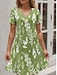cheap Print Dresses-Women&#039;s Floral Print Asymmetrical Midi Dress Bohemia Vintage Short Sleeve Summer Spring