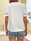 preiswerte Basic-Damenoberteile-Hemd Spitzenhemd Bluse Öse oben Damen Weiß Glatt Spitze Ausgeschnitten Strasse Täglich Modisch V Ausschnitt Regular Fit S