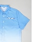 preiswerte Hawaiihemden mit Revers für Herren-Farbverlauf Brautkleider schlicht Herren Hemd Outdoor Strasse Casual Sommer Umlegekragen Kurzarm Gelb Rosa Blau S M L Hemd
