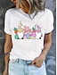 billige T-skjorter til kvinner-Dame T skjorte Grafisk Trykt mønster Helg Mote Kortermet Rund hals Svart Sommer