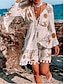 abordables Vestidos estampados-Mujer Vestido informal Graphic Borlas Estampado Escote en Pico Mini vestido Bohemia Vacaciones Playa Verano