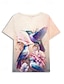 お買い得  レディースＴシャツ-女性用 Tシャツ フラワー 鳥 プリント 祝日 週末 ファッション 半袖 Ｖネック パープル 夏