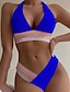 billiga Bikiniset-Dam Vanligt Badkläder Bikini 2 st Baddräkt Snabbtorkande Tryck upp Ren färg Rund Sportig Sexig Baddräkter