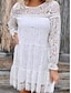 ieftine rochii simple-Pentru femei Rochie albă Rochie Mini cu Maneca Dată Vacanță Șic Stradă Stil Nautic Manșon Lung Alb Culoare