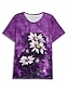 billige T-skjorter til kvinner-Dame T skjorte Blomstret Trykt mønster Daglig Helg Mote Kortermet Rund hals Blå Sommer