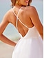 זול שמלה קז&#039;ואל-שמלת קפלים בצבע אחיד עם רצועת ספגטי
