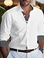 billiga herrskjorta med knäppning-Herr Skjorta Knapp upp skjorta Casual skjorta Svart Vit Mörkblå Ljusblå Långärmad Färgblock Kavajslag Dagligen Semester Lappverk Kläder Mode Ledigt Bekväm