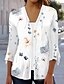 cheap Women&#039;s Blouses &amp; Shirts-Women&#039;s Shirt Blouse Floral Graphic Print Casual Basic 3/4 Length Sleeve V Neck White