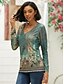 cheap Women&#039;s T-shirts-Women&#039;s T shirt Tee Floral Holiday Weekend Print Purple Long Sleeve Basic V Neck Fall &amp; Winter