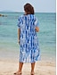 billige Kjoler med tryk-Dame Chiffon Tunika kjole Batikfarvet Trykt mønster V-hals Midikjole Stilfuld Afslappet Ferierejse Kortærmet Sommer