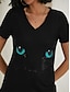 halpa Naisten T-paidat-Naisten T-paita Kissa 3D Painettu Päivittäin Viikonloppu Perus Lyhythihainen V kaula-aukko Musta