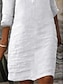 Χαμηλού Κόστους σχέδιο βαμβακερά &amp; λινά φορέματα-Γυναικεία Λευκό φόρεμα Καθημερινό φόρεμα Φόρεμα από βαμβακερό λινό Μίνι φόρεμα Δαντέλα Κουρελού Βασικό Καθημερινά Στρογγυλή Ψηλή Λαιμόκοψη 3/4 Μήκος Μανικιού Καλοκαίρι Άνοιξη Λευκό Σκέτο