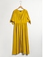 Χαμηλού Κόστους casual φόρεμα-γυναικείο λινό μείγμα με κίτρινο φιόγκο λεπτομέρεια μίντι φόρεμα τσαγιού