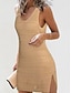billiga enkla klänningar-Dam Vit klänning Mini klänning Ihålig Semester Strand Streetwear Sexig V-hals Ärmlös Svart Vit Blå Färg