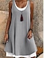 Χαμηλού Κόστους vintage μονόχρωμα φορέματα-Γυναικεία ψεύτικο δύο κομμάτια Φόρεμα σκέιτερ Μίνι φόρεμα Λινό Βασικό Σκέτο Στρογγυλή Ψηλή Λαιμόκοψη Αμάνικο Καθημερινά Καλοκαίρι Άνοιξη Μαύρο Πράσινο Ανοικτό