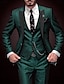 お買い得  スーツ-バーガンディ グレー メンズ プロム スーツ ウェディング パーティー スーツ 無地 3 ピース デイリー ビジネス プラスサイズ シングルブレスト 2 ボタン 2024