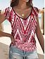 abordables Camisetas de mujer-Mujer Camiseta Graphic Estampado Casual Diario Moda Manga Corta Escote en Pico Rojo Verano