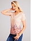 voordelige Dames T-shirts-Dames T-shirt Grafisch nappi Uitknippen Afdrukken Dagelijks Weekend Basic Korte mouw V-hals Blozend Roze