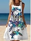 Χαμηλού Κόστους Print Φορέματα-Γυναικεία Καθημερινό φόρεμα Αμάνικο φόρεμα Φόρεμα παραλίας Φλοράλ Γραφική Κουρελού Στάμπα Λαιμόκοψη U Μίνι φόρεμα Διακοπές Παραλία Αμάνικο Καλοκαίρι