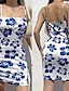 levne Šaty s potiskem-Dámské Bodycon Grafika Ramínka Mini šaty Sexy Rande Bez rukávů Léto