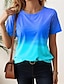 cheap Women&#039;s T-shirts-Women&#039;s T Shirt Tee Gradient Color Shirt Casual Holiday Crew Neck Short Sleeve Ombre Stylish Summer Top