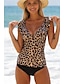 cheap One-piece swimsuits-Women&#039;s Swimwear One Piece Bathing Suits Swimsuit Ruffle High Waisted Leopard Print V Neck Modern Summer Bathing Suits