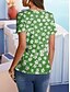 Χαμηλού Κόστους Γυναικεία T-Shirts-Γυναικεία Μπλουζάκι Φλοράλ Στάμπα Διακοπές Χαβανέζα Κοντομάνικο Λαιμόκοψη V Πράσινο του τριφυλλιού Καλοκαίρι