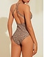 cheap Designer Swimwear-Floral Leopard Ring Triangle Bikini Swimsuit