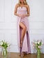 cheap Wedding Guest Dresses-Jumpsuits Wedding Guest Dresses Elegant Dress Formal Wedding Reception Floor Length Sleeveless Strapless Stretch Crepe with Ruched 2024