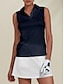 お買い得  女性のゴルフ服-女性用 ポロシャツ ブラック ホワイト ノースリーブ 日焼け防止 トップス レディース ゴルフウェア ウェア アウトフィット ウェア アパレル