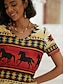 voordelige Dames T-shirts-Dames T-shirt Geometrisch Afdrukken Dagelijks Weekend Vintage Etnisch Korte mouw V-hals Rood