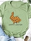 cheap Women&#039;s T-shirts-Women&#039;s T shirt Tee Cotton Animal Leopard Letter Print Weekend Fashion Short Sleeve Round Neck Yellow Summer