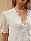 cheap Basic Women&#039;s Tops-Women&#039;s Blouse Plain Casual White Short Sleeve Elegant Fashion Basic V Neck