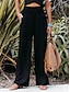 ieftine Bluze și pantaloni de pijama pentru femei-Pentru femei Pantaloni Culoare pură Modă De Bază Confortabili Casă Zilnic Bumbac Și Lenjerie Respirabil Pantaloni lungi Buzunar Talie elastică Vară Negru Alb