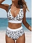 preiswerte Bikini-Sets-Damen Normal Badeanzug Bikinis 2 Stück Bademode Rückenfrei Print Leopard-Druck V-Wire Ausschnitt Tropisch Strandbekleidung Badeanzüge