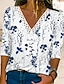 billige Bluser og trøjer til kvinder-Dame Skjorte Blondeskjorte Bluse Blomstret Blonder Trykt mønster Afslappet Ferie Mode Langærmet V-hals Lyserød Forår &amp; Vinter