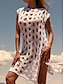 economico abiti semplici-Per donna Vestito bianco Mini abito Spacco Tagliato Da mare Spiaggia Sensuale Girocollo Senza maniche Nero Bianco Rosa Colore