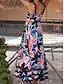 baratos Vestidos Estampados-Mulheres Vestido casual Vestido A Line Vestido de decote Floral Frente Única Imprimir Com Alças Vestido Longo Vestido Maxi Tropical Havaiana Férias Sem Manga Verão