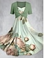 cheap Print Dresses-Women&#039;s Graphic Print V Neck Midi Dress Elegant Bohemia Date Vacation Short Sleeve Summer