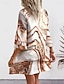 preiswerte Bedruckte Kleider-Damen Paisley-Muster Rüsche Bedruckt V Ausschnitt Rüschenärmel Minikleid Tropisch Verabredung 3/4 Ärmel Sommer Frühling