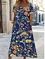 abordables Robes à motifs-Femme Robe casual Robe Trapèze Floral Imprimer Col Ras du Cou Robe mi-longue Vacances Manche Courte Eté