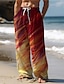 olcso Nyomtatott alkalmi férfi nadrágok-Férfi Hawaii Falfirkálás Fokozatos Nadrágok 3D nyomtatás Egyenes szárú nadrág Közepes csípő Elasztikus derékrész húzózsinórral Szabadtéri Utca Szabadság Nyár Tavasz Ősz Laza fit Mikroelasztikus